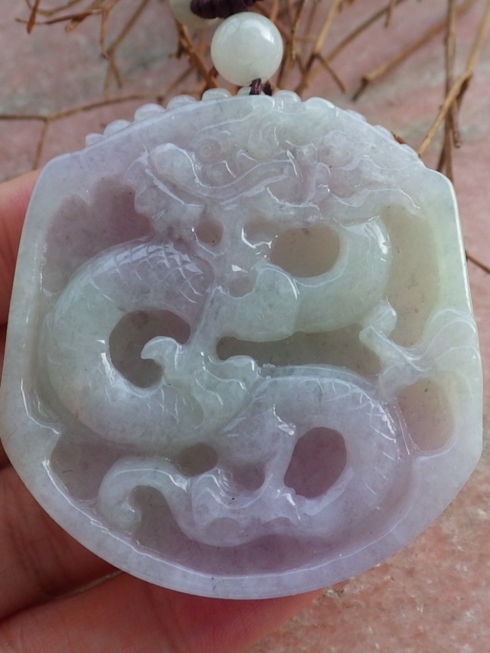 Certified Hand Carved Natural Burma A Jade Jadeite Dragon Pendant Necklace